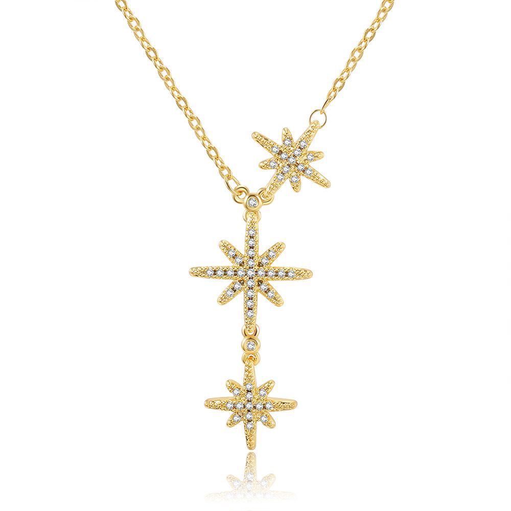 跨境专供 韩国时尚925银经典毛衣链热卖款六芒星项链女锁骨链现货