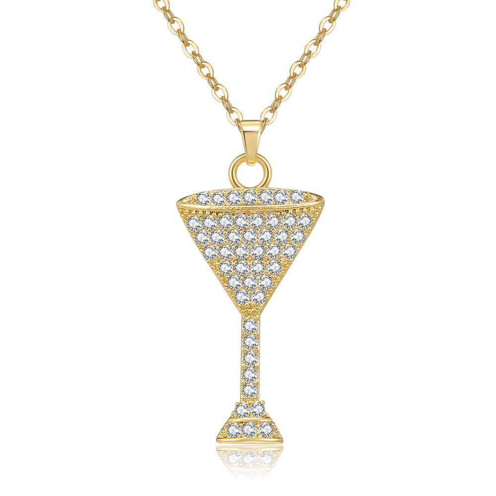 欧美爆款高脚杯吊坠项链 微镶满锆石个性时尚创意 锁骨链 项链