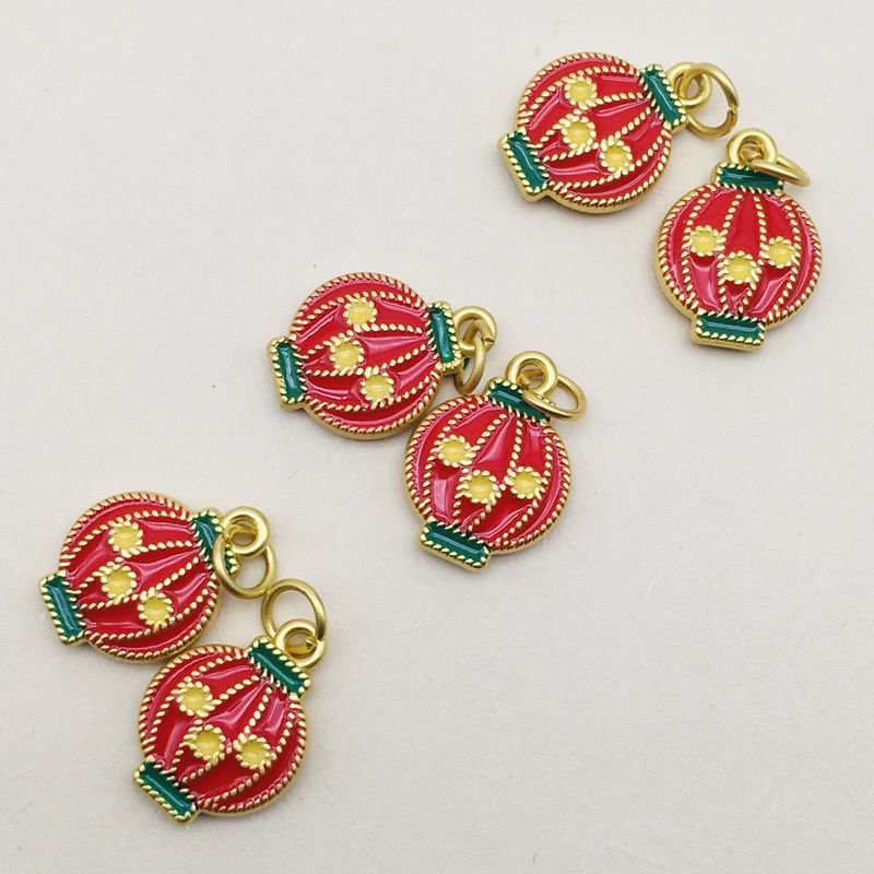 diy合金配件民族风烧蓝滴油手链红绳服饰材料立体彩色大红灯笼