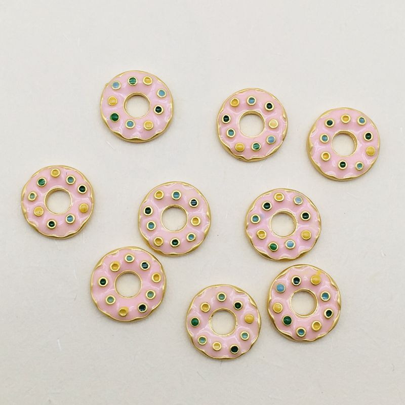 diy合金配件烧蓝滴油手链红绳服饰材料立体彩色粉色甜甜圈