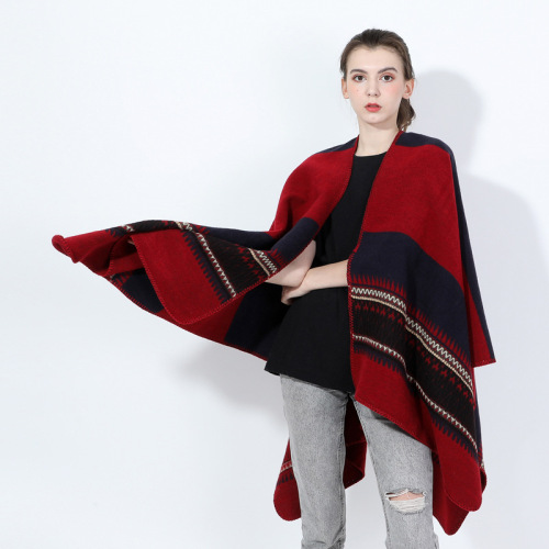 autumn and winter cashmere-like ethnic style winter cloak thickened versatile coat dual-use oversized scarf shawl female