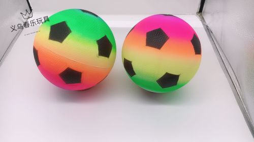 Factory Direct Children‘s Racket Ball Toy Ball Explosion-Proof Kindergarten Jump Ball 9-Inch Rainbow Ball Basketball Football