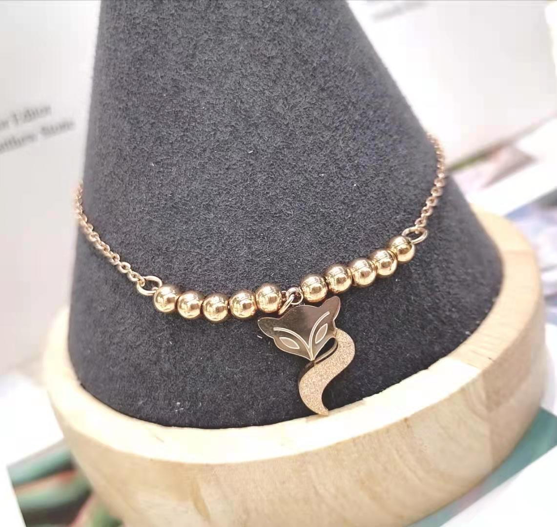 韩国东大门小狐狸手链钛钢小圆珠手链复古百搭潮酷防过敏