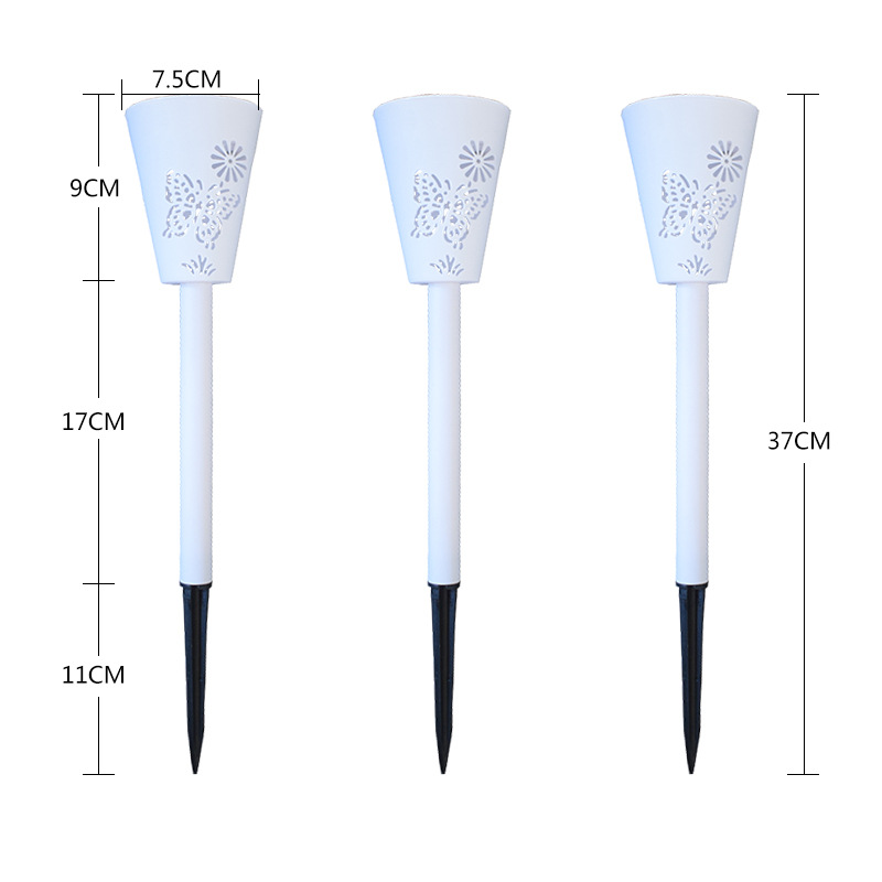 跨境太阳能草坪灯 镂空蝴蝶插地灯白光七彩两档可调节庭院灯