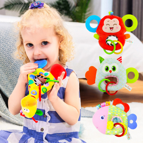 Baby Teether Rattle Plush Toy Baby‘s Rattle Newborn Soothing Doll