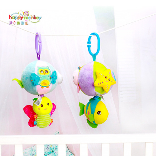 New Three-Dimensional Animal Baby Music Pull Bell Cloth Ball Lathe Hanging Infant Toys Baby Comfort Plush Bed Bell