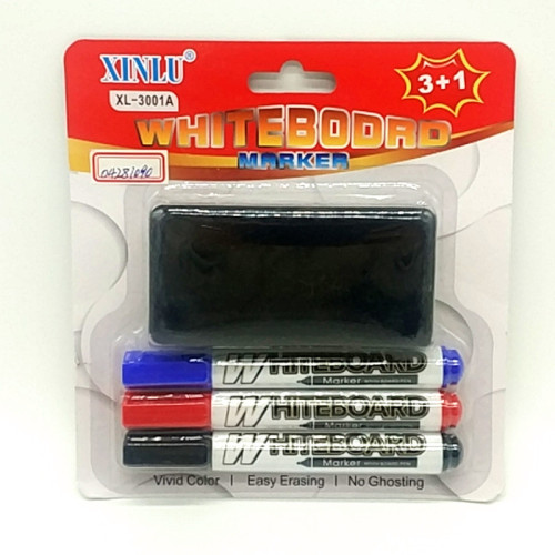 Sunshine Department Store XL-3001 Whiteboard Marker Erasable Marking Pen 3+1 with Whiteboard Brush Whiteboard Marker Wipe
