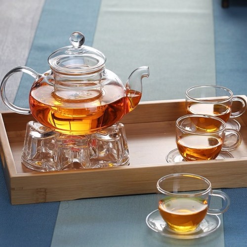 borosilicate glass teapot household glass flower teapot set kung fu tea set glass flower teapot teapot