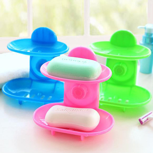 hot sale double-layer bathroom suction cup soap box draining soap clip soap holder soap holder double-layer soap holder soap box
