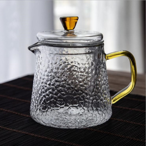 heat-resistant glass teapot hammer pattern side handle flower teapot household black tea pu‘er teapot electric ceramic stove teapot