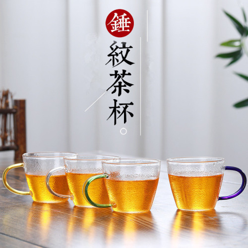 Heat-Resistant Glass Tea Cup Color Handle Glass Small Tea Cup Kung Fu Tea Set Tea Cup Household Glass Small Tea Cup