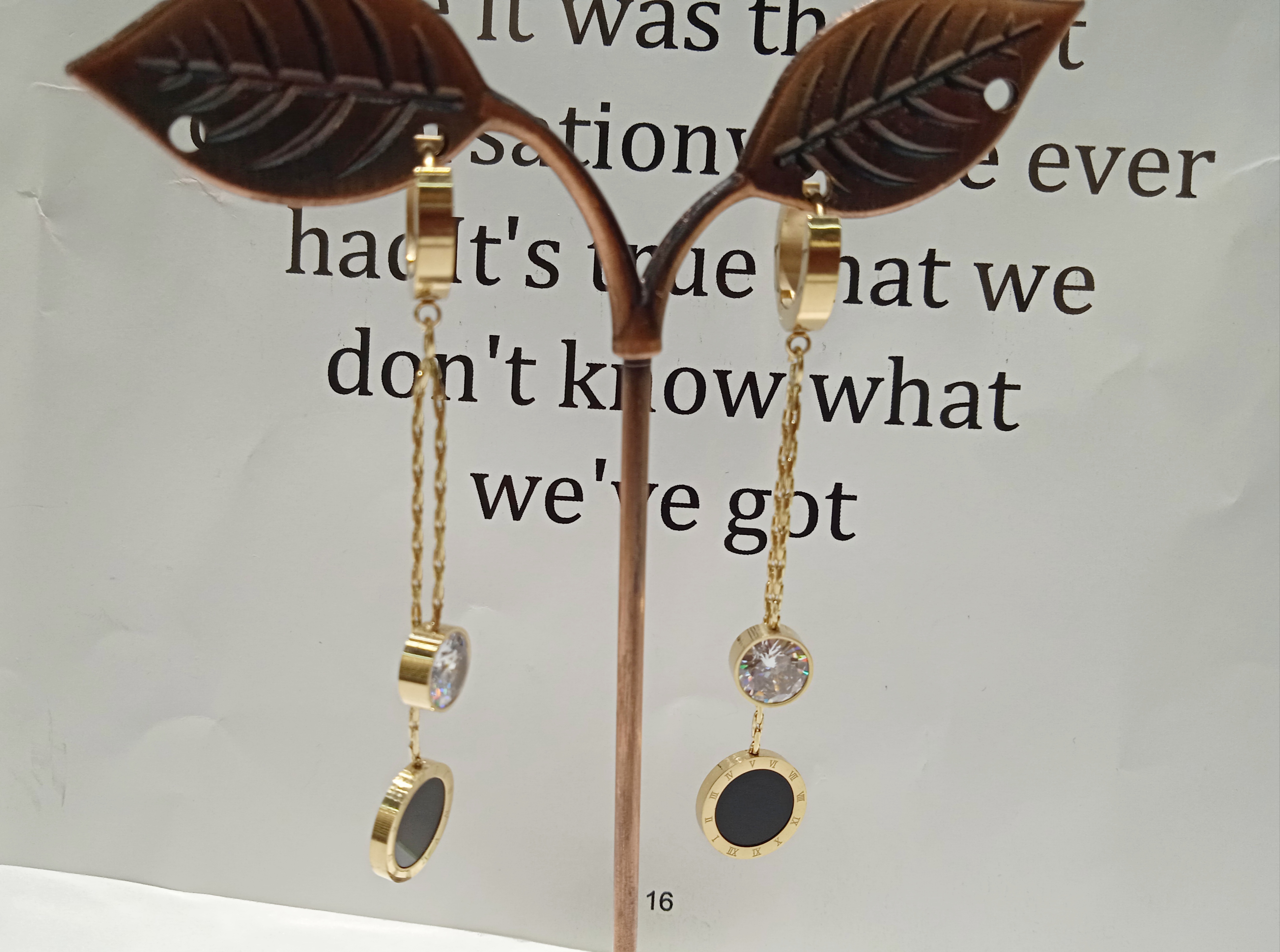 简约小清新镶钻耳环 韩版创意长款流苏耳饰钛钢饰品