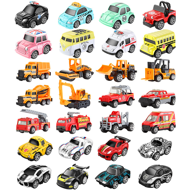 豆豆象15145玩具车儿童回力车套装合金益智Q版迷你小汽车模型赛车