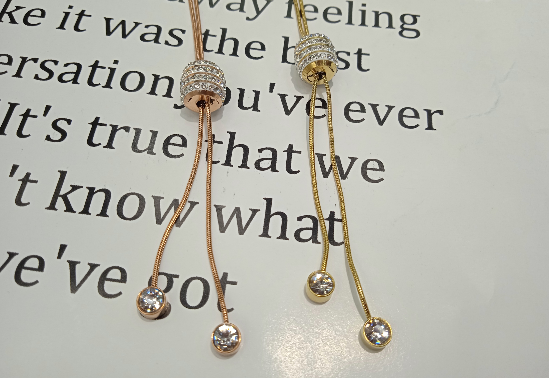 韩版流苏满钻圆形钛钢中长款毛衣链  秋冬百搭服装项链挂件配饰品