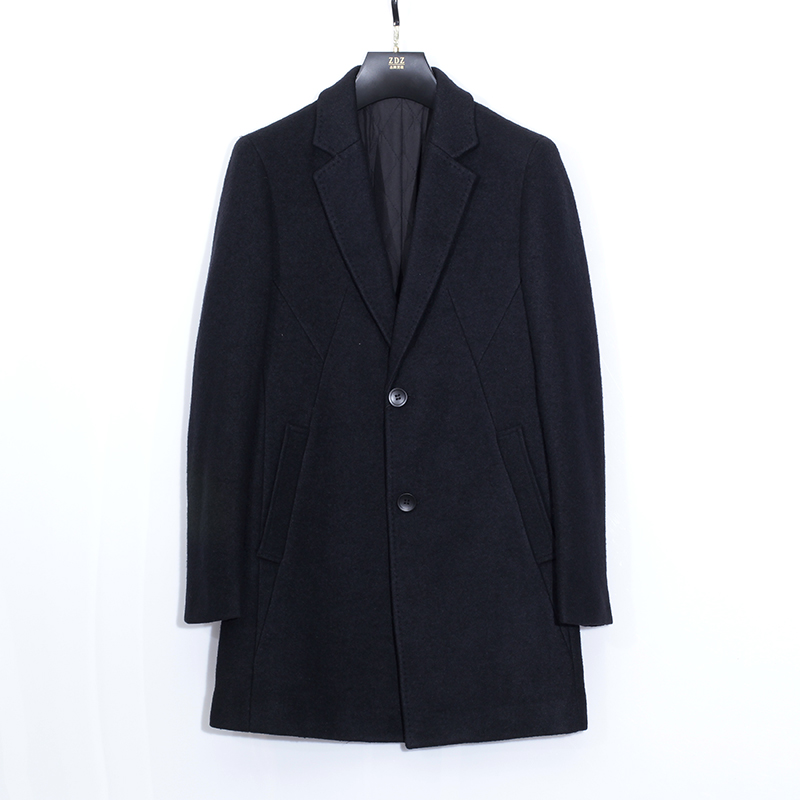 男装羊毛大衣韩版时尚西装领羊绒大衣含羊毛60% 男装外套加棉大衣