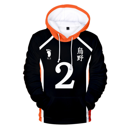 020 Amazon New Volleyball Junior Anime Peripheral Cospaly3d Digital Printing Long-Sleeved Hooded Sweater 