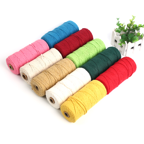colored cotton rope hand-woven diy cotton rope colored decorative rope binding rope braided rope factory direct supply
