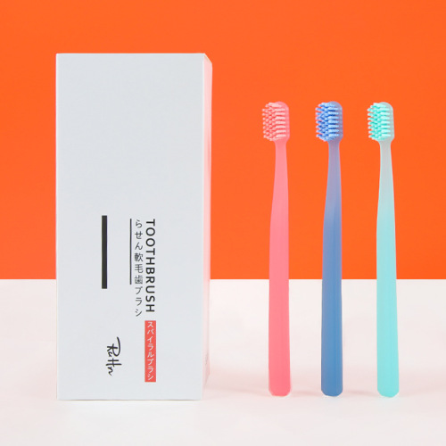New Spiral Hair Toothbrush Single Pack Candy Color Frosted Handle Adult Household Soft Hair Toothbrush Spot Wholesale 