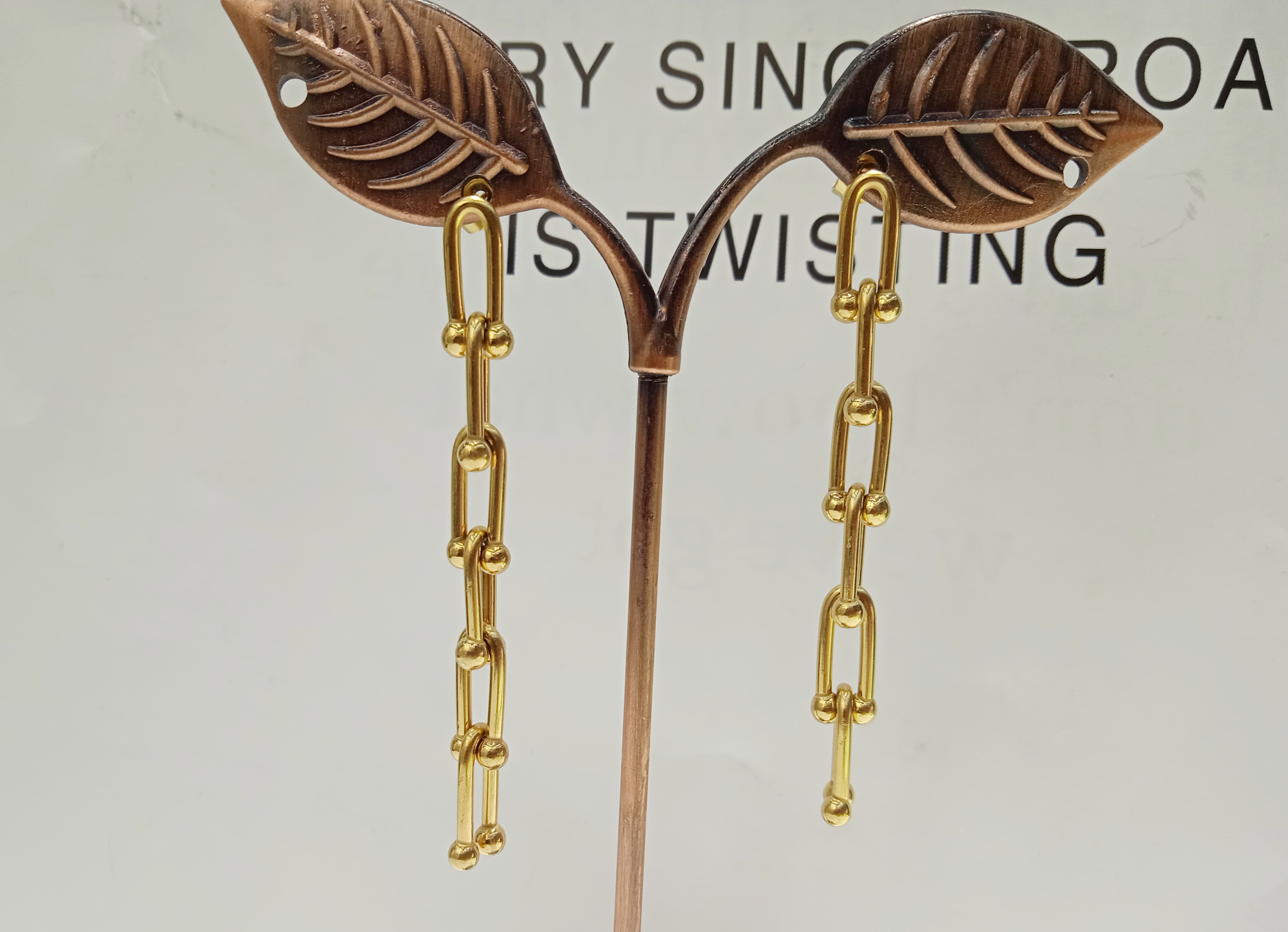 欧美设计师款链条长款耳坠女 时尚个性饰品耳环潮