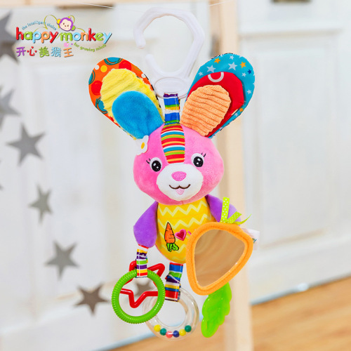 Baby Toys 0-1 Year Old Car Hanging Animal Bed Hanging Plush Toy Rattle Comforter Bed Bell