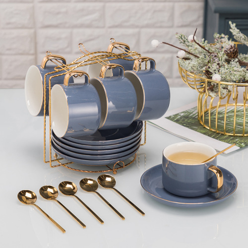british light luxury ceramic multi-color coffee cup saucer flower tea cup saucer coffee tea set office tea set