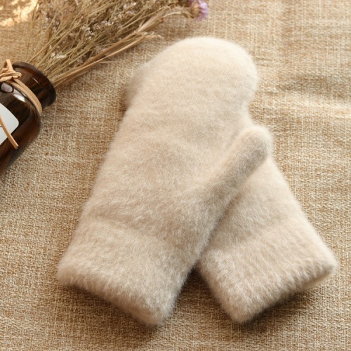 gloves women‘s winter mink-like fur plus velvet thickened cold-proof cycling warm gloves korean-style knitted mittens