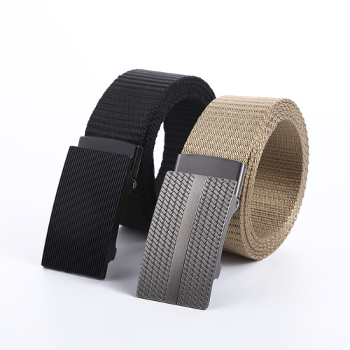New Imitation Nylon Outdoor Sports Leisure Button Belt Woven Belt Toothless Automatic Buckle Belt
