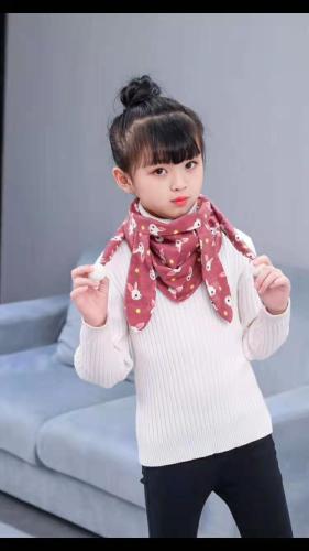 Korean Baby Scarf Boys and Girls Floral Scarf Decoration Autumn and Winter Tassel Tide Children Scarf Factory Wholesale
