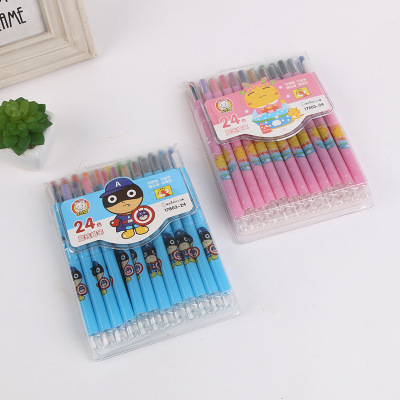 24-Color Rotating Crayon Factory Direct Sales Special Offer Crayon New Pattern Cartoon Color Pen Kindergarten Gifts