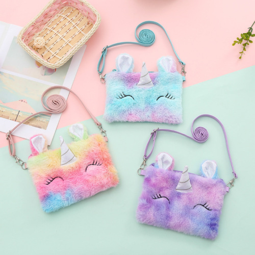 unicorn plush messenger bag shoulder bag children‘s cartoon cute messenger bag coin purse