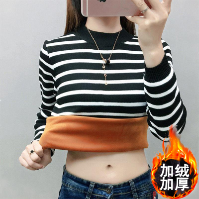 Matching Fleece-Lined Thickened Winter Turtleneck Base Clothing Trendy Top Fashionable T-shirt Bottoming Shirt for Women