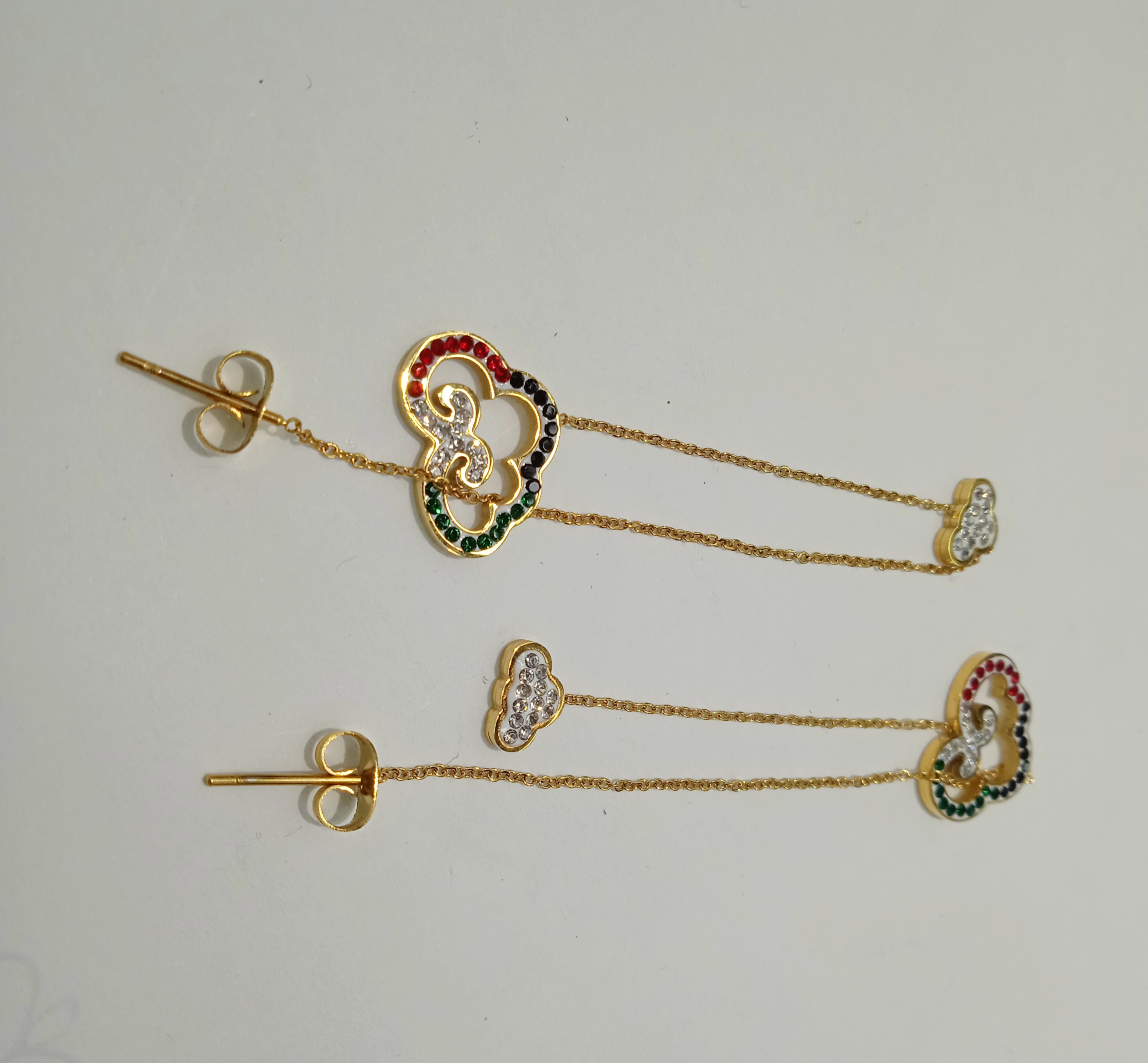 意中人七彩祥云耳线钛钢彩金时尚小众轻奢满钻云朵耳钉银饰