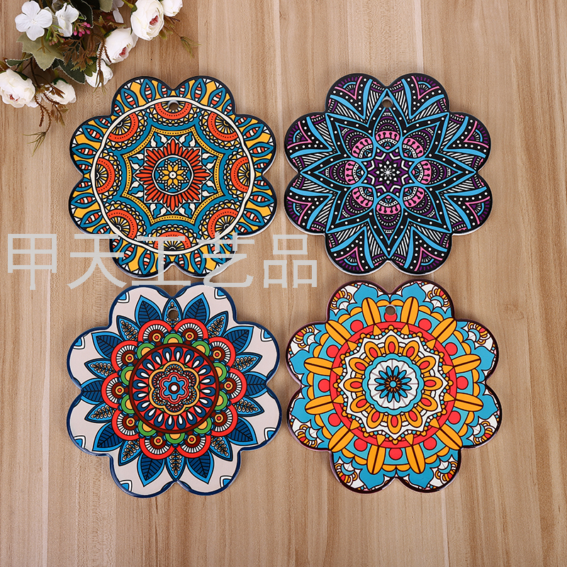 民族风餐桌锅垫碗垫隔热垫 软木杯垫可定制图案厂家直销