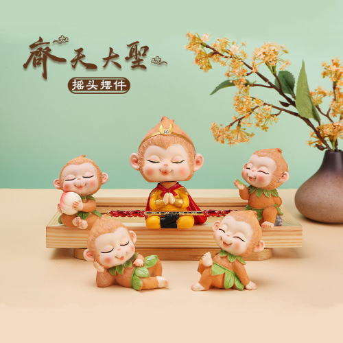The Monkey King： Quest for the Sutra Car Decoration Car Monkey Cartoon Doll Golden Hoop Monkey Resin Decorations