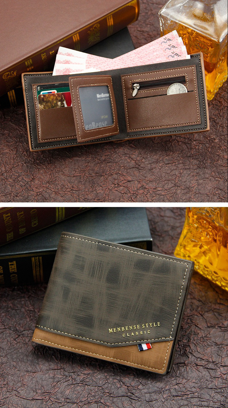 Supply Menbense Korean Style Hinge Bronzing Printed Men's Wallet