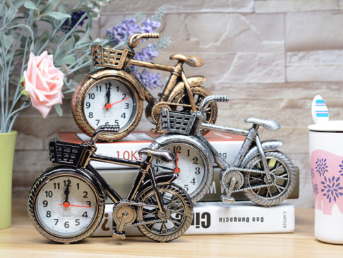 Creative Bicycle Alarm Clock Antique Retro Fashion Clock Desktop Decoration Small Gift