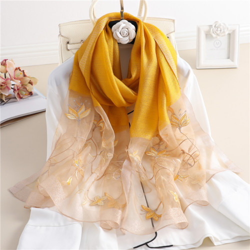 silk wool embroidered scarf high-end female silk wool embroidered mulberry silk scarf shawl spot wholesale