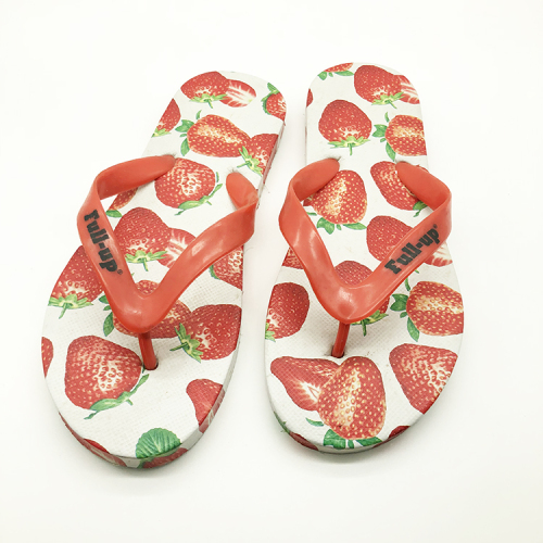 foreign trade beach flip-flops digital printing strawberry pattern women‘s slippers support drawing customization as request
