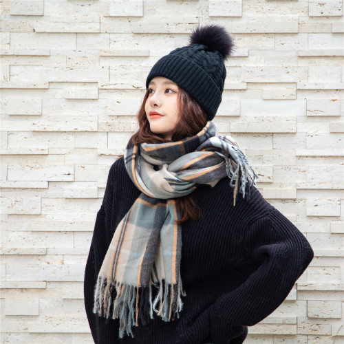 winter new scarf cashmere-like unisex scarf classic plaid shawl