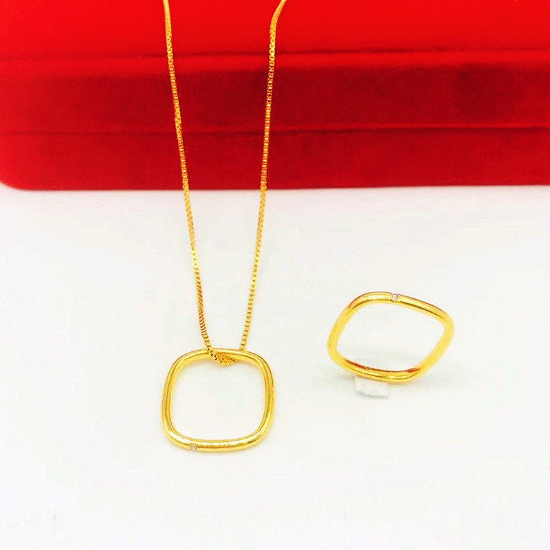 周家越南沙金小方戒女士 欧美简约ins冷淡风素圈方戒方形戒指钻戒