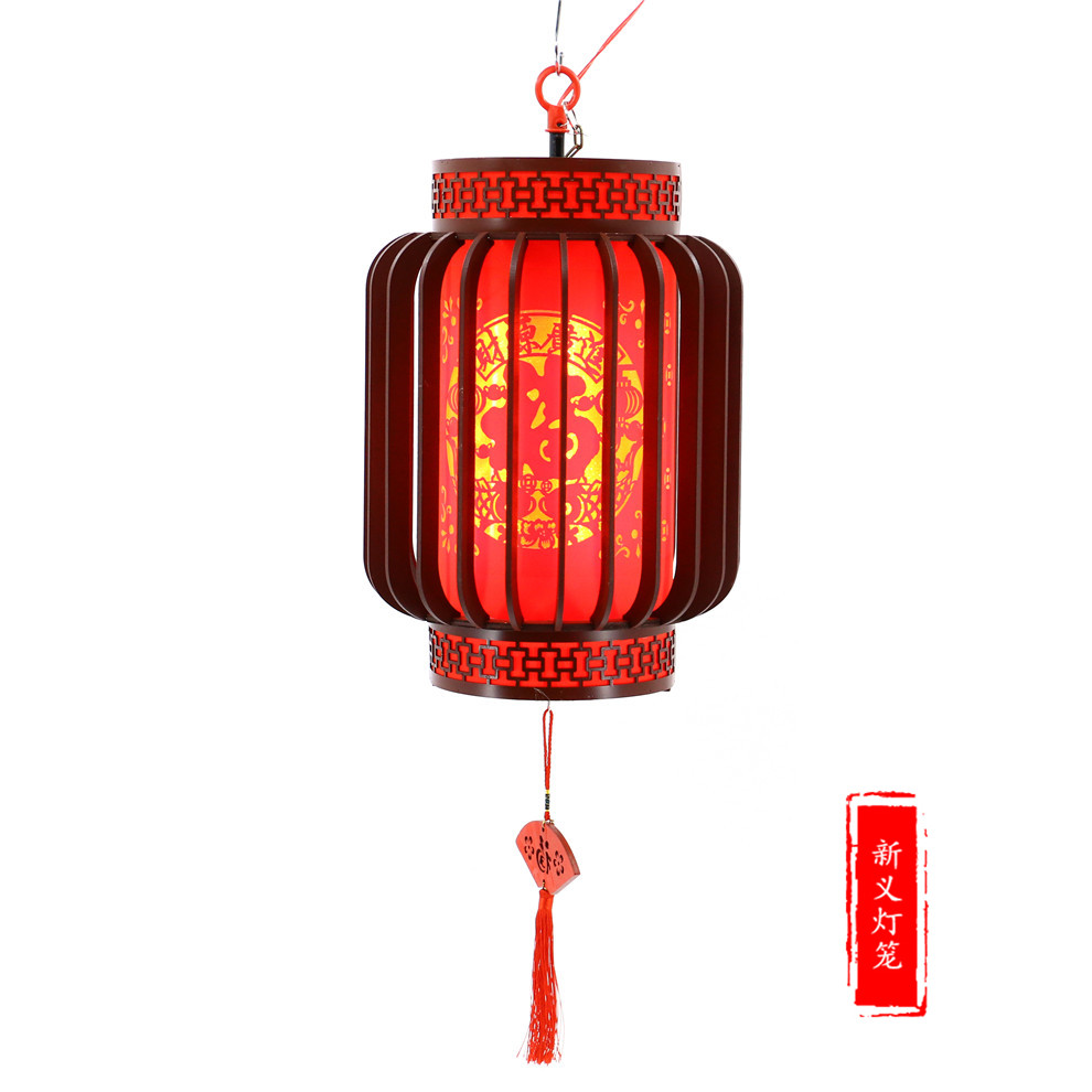 中式实木仿古灯笼春节阳台宫灯装饰大红灯笼乔迁搬家旋转吊灯