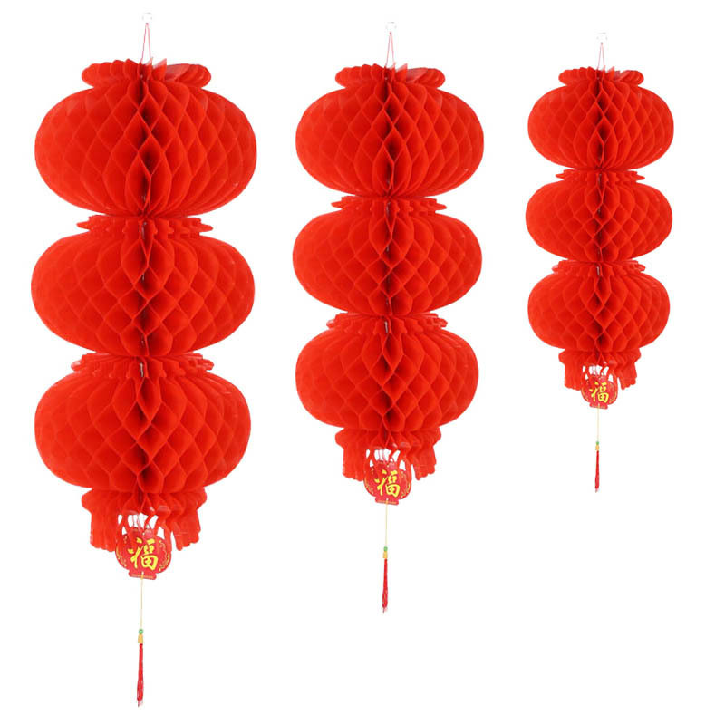 三连串大红灯笼串新年春节布置装饰灯笼户外防雨灯笼过年喜庆挂饰