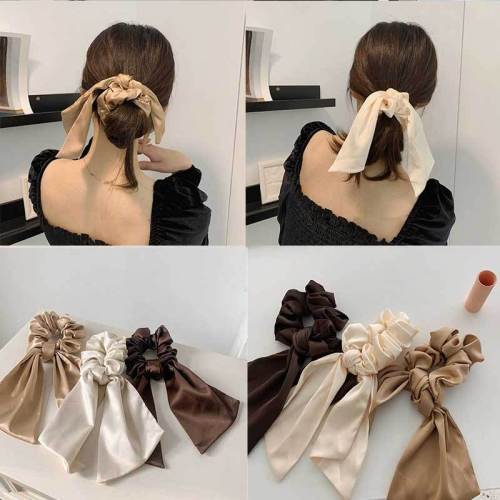 korean simple ins style bow hair rope large intestine hair rope autumn and winter temperament ribbon hair ring internet celebrity hair accessories hair rope