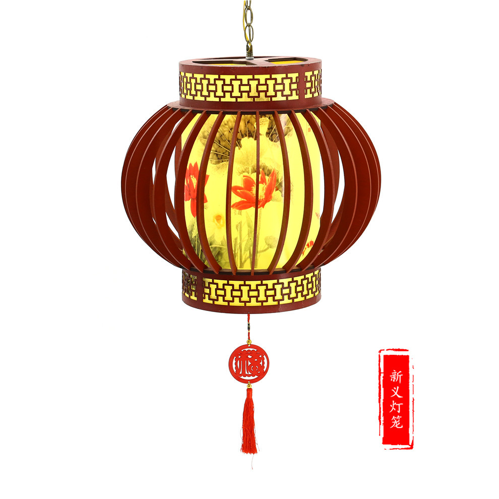 现代中式小吊灯复古中国风餐厅过道吧台木艺古典灯笼灯具