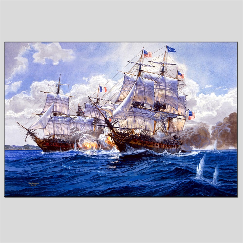 客厅手绘玄关装饰画餐厅手工油画抽象风景海景帆船厂家直销