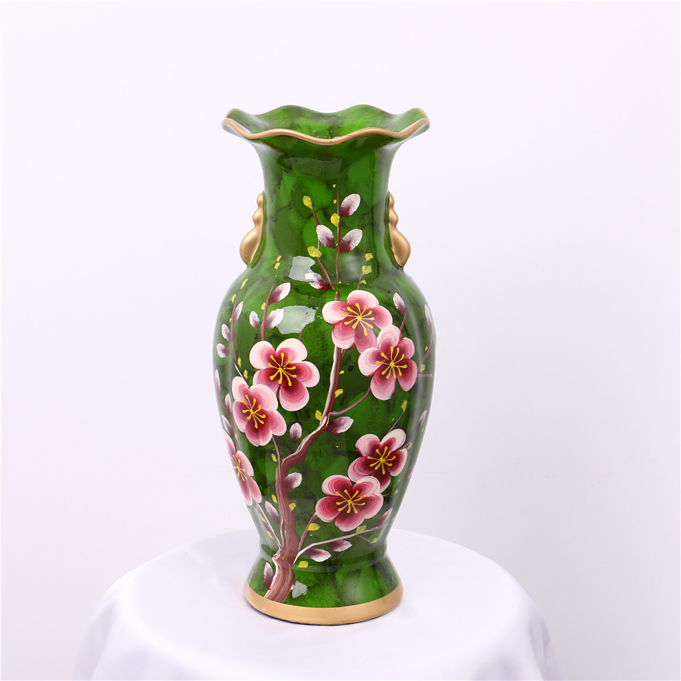 国风桃花陶瓷器花瓶客厅插花现代中式家居电视柜装饰工艺摆件