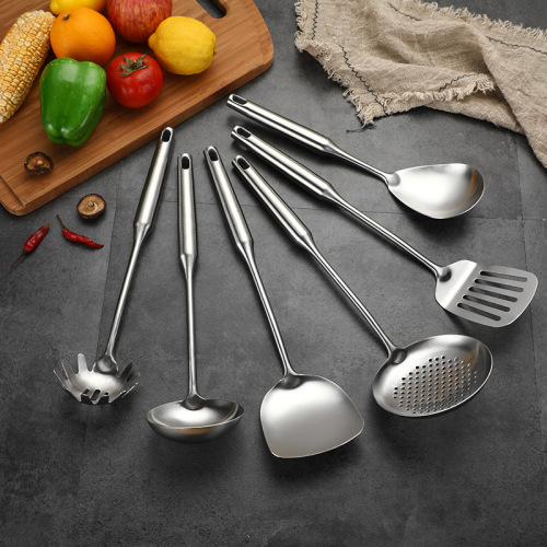 factory direct supply stainless steel insulated handle all-steel kitchenware set spatula soup spoon kitchen supplies wholesale