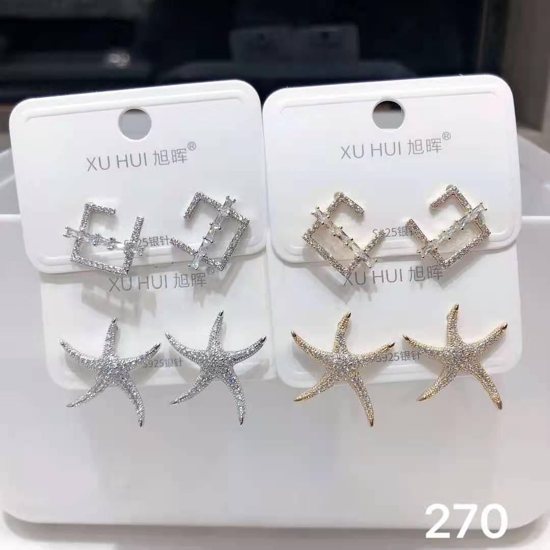 S925银针闪亮锆石 时尚个性耳环 旭晖饰品厂家直销