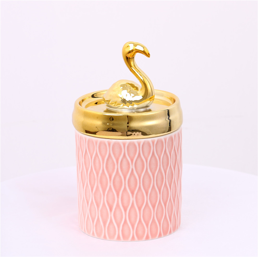 北欧风陶瓷玻璃储物罐牙签棉签盒糖果收纳盒家装饰工艺品