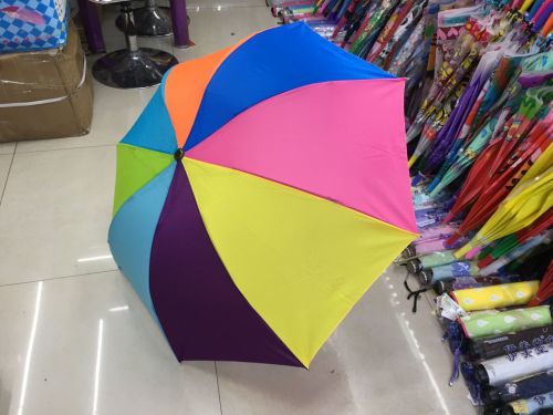 55cm three fold rainbow umbrella nc fabric rainproof and sun protection sunny umbrella brand new special offer umbrella